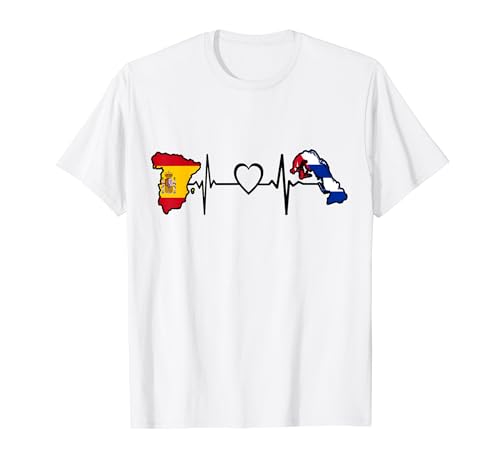 España Cuba Bandera - Spa Cuba Heartbeat Camiseta