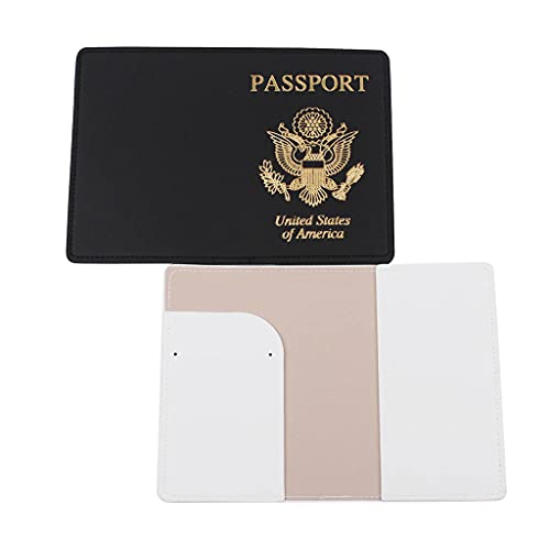 Portátil EE.UU. viaje pasaporte titular PU cuero tarjeta de identificación caso delgado protector organizador, Black, negro, Moderno