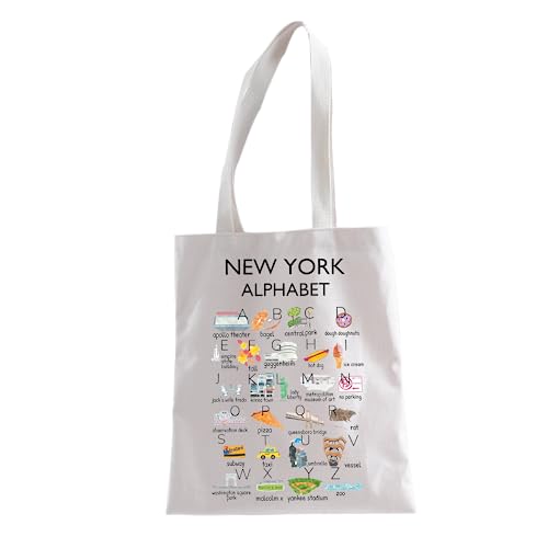 LEVLO Bolsa de mano de la ciudad de Nueva York, regalo de viaje para niñas, regalo de viaje de Nueva York, regalo de la ciudad de Nueva York, bolsa de compras, Nyc Alphabet Tote Ku, large