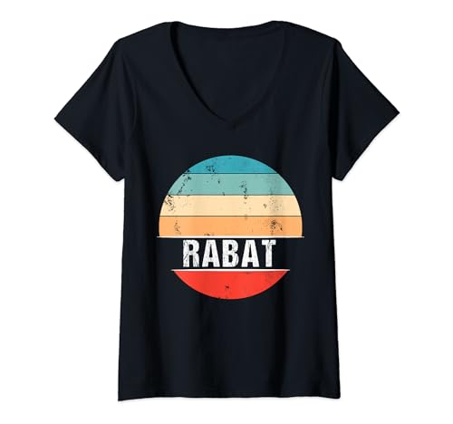 Mujer Viaje a la ciudad de Rabat, Marruecos Camiseta Cuello V