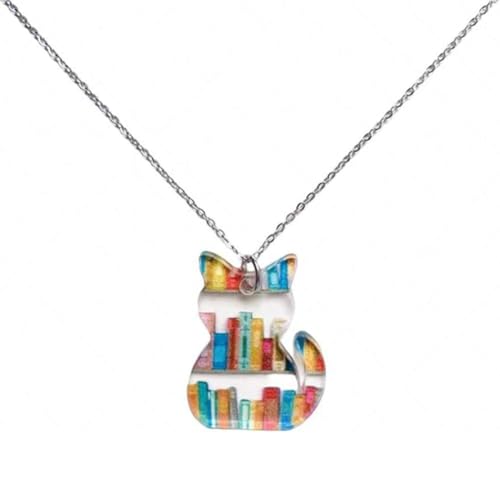 HeeDz Collar con libro temático de libros, collar de libro dorado y regalo de bibliotecario para profesor, collar de regalo para amantes del libro