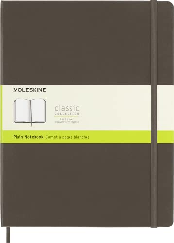 Moleskine - Cuaderno Clásico con Hojas Lisas, Tapa Dura y Cierre Elástico, Color Marrón Tierra, Tamaño Extra Grande 19 x 25 cm, 192 Hojas