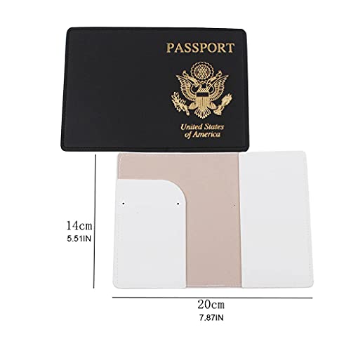 Portátil EE.UU. viaje pasaporte titular PU cuero tarjeta de identificación caso delgado protector organizador, Black, negro, Moderno