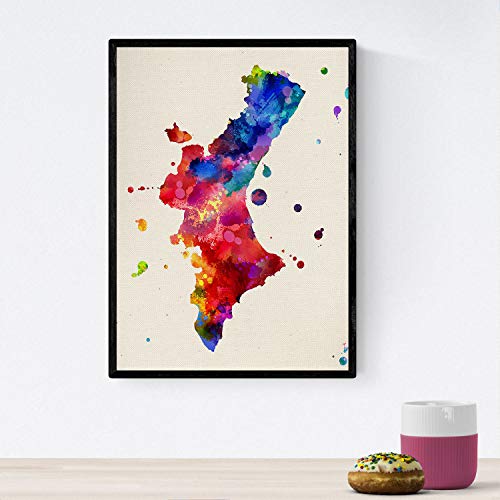 Nacnic Poster de Valencia. Láminas e ilustraciones de ciudades, comunidades, y mapas de España. Tamaño A4