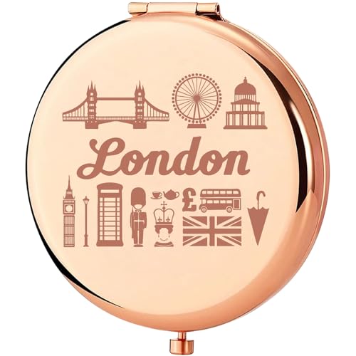 KEYCHIN Espejo de bolsillo de viaje de Londres, regalos de viaje de Londres, espejo compacto de maquillaje de Londres, regalos de recuerdo de Londres (Londres-RG)