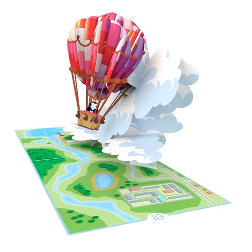 MOKIO® Tarjeta Pop-Up – Globo Aerostático – Tarjeta regalo 3D para un vuelo en globo, para un cumpleaños o como vale regalo para un viaje en globo de aire caliente
