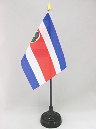 AZ FLAG Bandera de Mesa de Costa Rica 15x10cm - BANDERINA de DESPACHO COSTARRICENSE 10 x 15 cm Punta Dorada