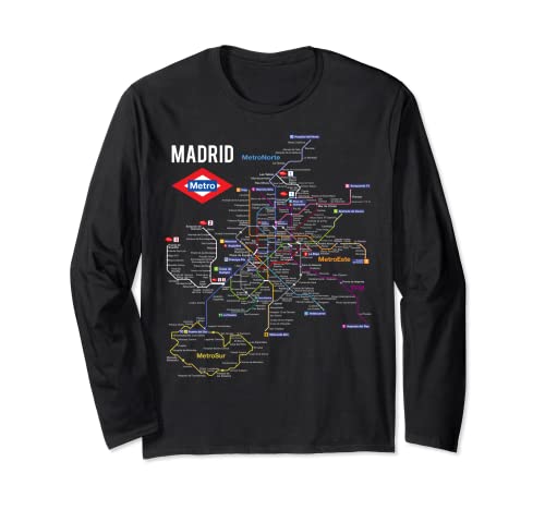 Madrid España Metro Metro tren mapa camiseta regalo Manga Larga