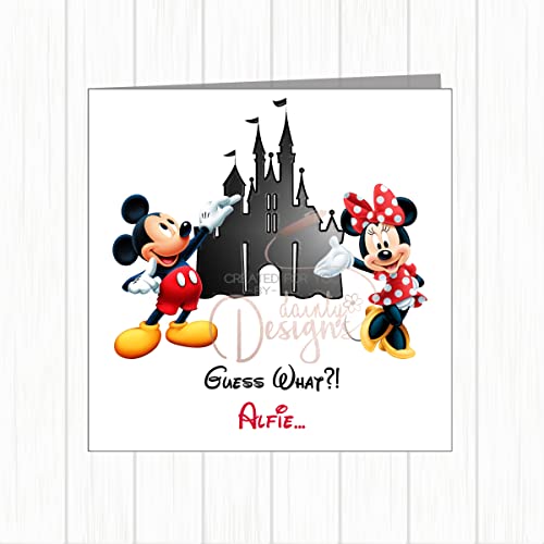 Tarjeta de revelación personalizada You're You Are Going To Disneyworld Disneyland Disney World Eurodisney Paris – Minnie & Mickey Mouse