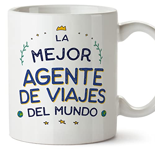 MUGFFINS Tazas para AGENTE DE VIAJES mujer - En Español - Mejor del Mundo - 11 oz / 330 ml - Regalo original y divertido