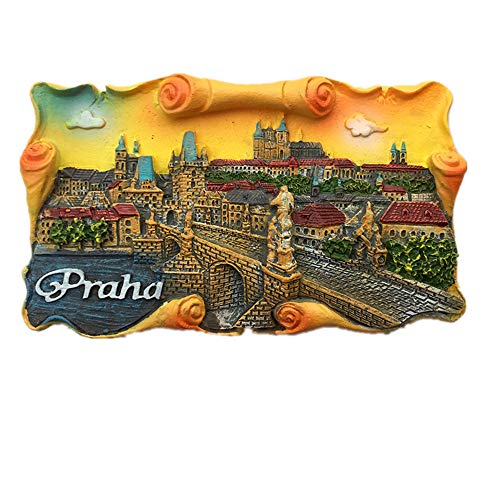 Imán 3D de Charles Bridge Vltava Praga República Checa para nevera, recuerdo de viaje, decoración del hogar y la cocina, imán de nevera de Praga República Checa