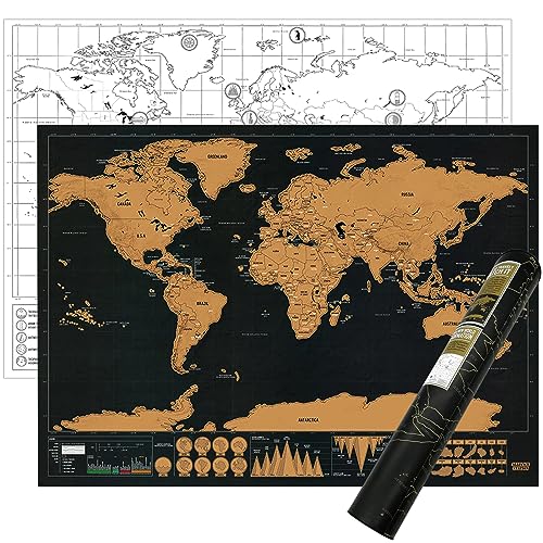 badaren Mapa Mundi Rascar, Mapa Europa Rascar, Mapa de Viajes para Rascar, Regalo Original Scratch Off Travel Map, Mapas del Mundo para Marcar Viajes, Amante de los Viajes-42.5x30cm