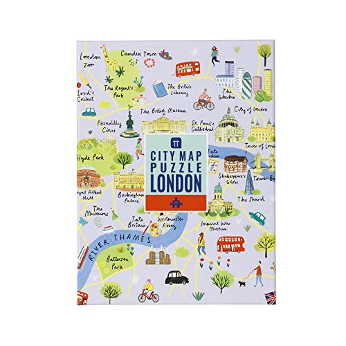 Talking Tables Mapa Multicolor de 250 Piezas de Londres y póster | Ilustrado | Reino Unido Inglaterra Monumentos Viajes | Día lluvioso, en casa, encierro, Regalo de cumpleaños