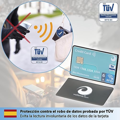 valonic Fundas para Tarjetas de crédito - 6X NFC protezione RFID - certificato - plastica - Trasparente - custodia bancomat schermato - proteggi Carte di credito contactless
