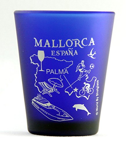 Mallorca Spain Palma De Mallorca Cobalt Blue Frosted Shot Glass