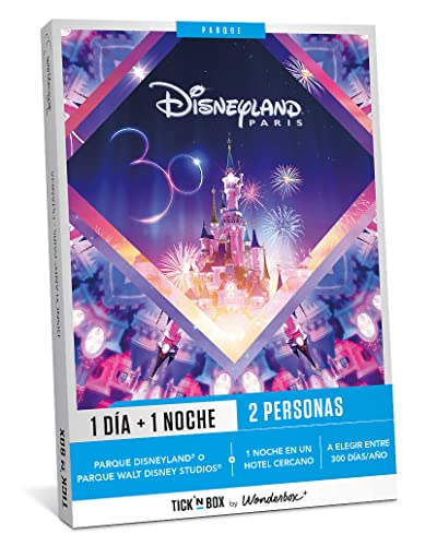 Tick&Box Caja Regalo, 1 Día + 1 Noche, para 2 Personas, Paque Disneyland o Parque Walt Disney Studios, Regalo Cumpleaños