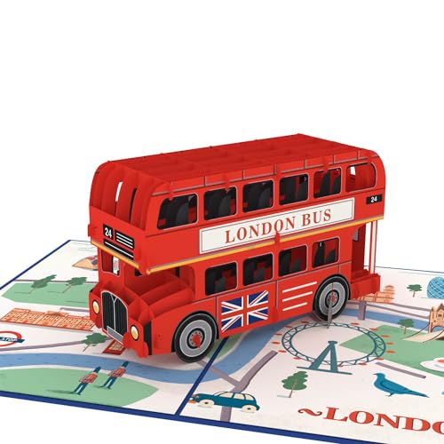 papercrush® Tarjeta desplegable de Londres [NUEVO!] – Tarjeta 3D con autobús como vale para viaje a Londres, regalo de dinero para viajes a la ciudad, tarjeta de cumpleaños para inglés, cupón de hotel