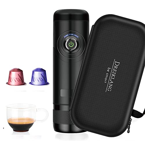 Dreiklang - be smart Cafetera espresso portátil con bolsa de transporte y batería eléctrica 12 V, para traslados, viajes, camping, barco, compatible con Nespresso Starbucks L'OR 18 bar, recargable