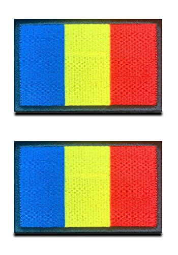 2 Pcs Bandera de Rumänien Romania Emblema la Alianza Parche Gancho y Lazo Bordado Parche para el Equipo de Ropa Abrigo Mochila Gorras Viajes Hombro Táctico Militar